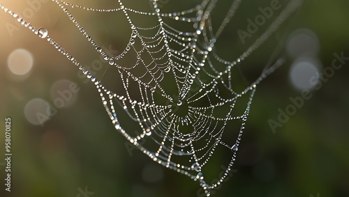 spider web with dew drops