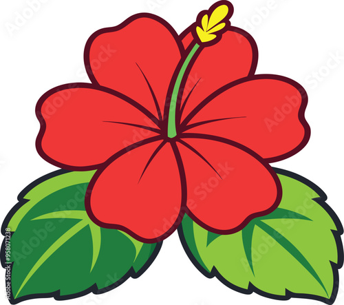 tropical hibiscus flower vector illustration 