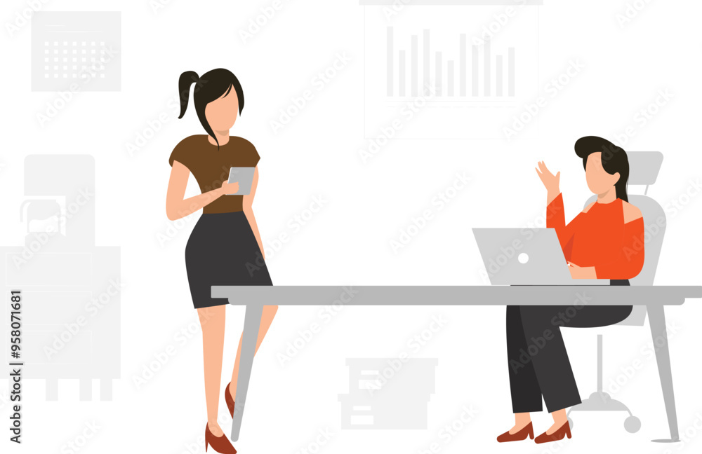 The girls are talking to each other. The girls are talking to each other.