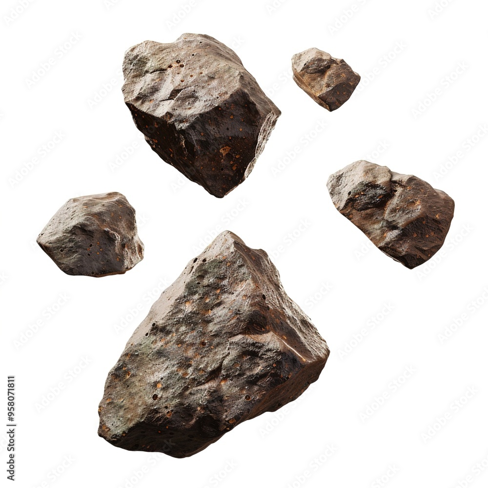 Obraz premium Asteroids isolated on a transparent background 