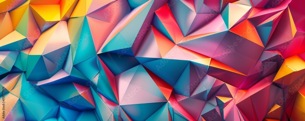 Brightly colored geometric patterns with vibrant effects, 4K hyperrealistic photo Brightly colored geometric patterns with vibrant effects, 4K hyperrealistic photo