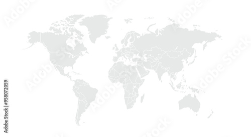 World map. for website layouts,background,education, precise,customizable,Travel worldwide,map silhouette backdrop,earth geography, political,reports. Grayscale style ,isolated on white background.