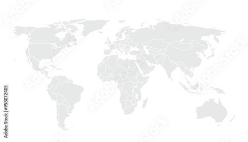 World map. for website layouts,background,education, precise,customizable,Travel worldwide,map silhouette backdrop,earth geography, political,reports. Grayscale style ,isolated on white background.