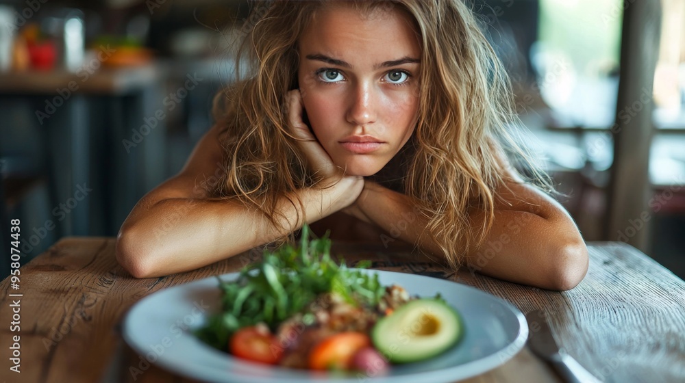 Woman and Eating disorders. Mental health, psychology concept, generated AI Woman and Eating disorders. Mental health, psychology concept, generated AI