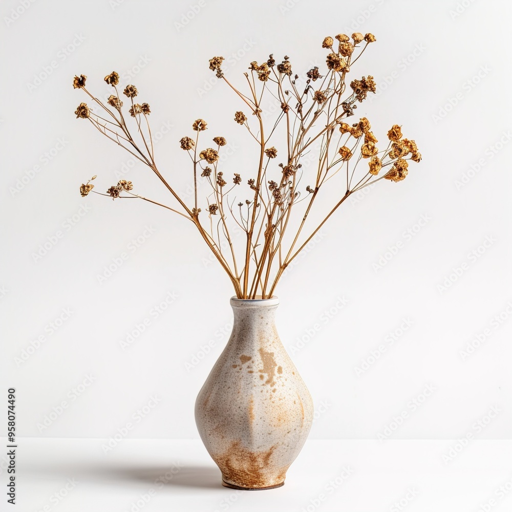 Dried flower in vase on white background isolated Dried flower in vase on white background isolated