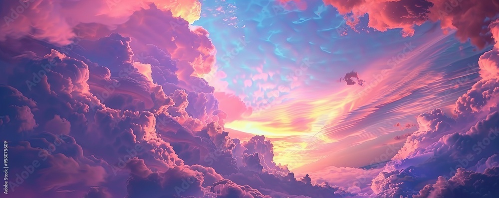 Sunrise painting the clouds with streaks of pink and orange, 4K hyperrealistic photo Sunrise painting the clouds with streaks of pink and orange, 4K hyperrealistic photo
