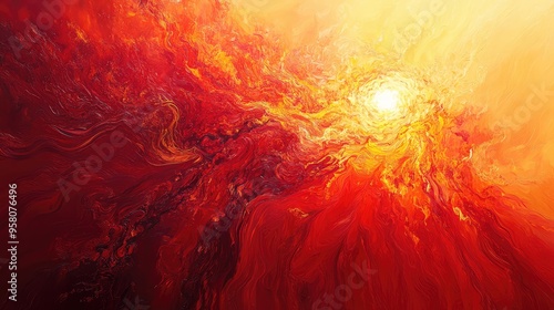 Dynamic abstract patterns in fiery reds and oranges, reflecting the energy and warmth of a summer sunset