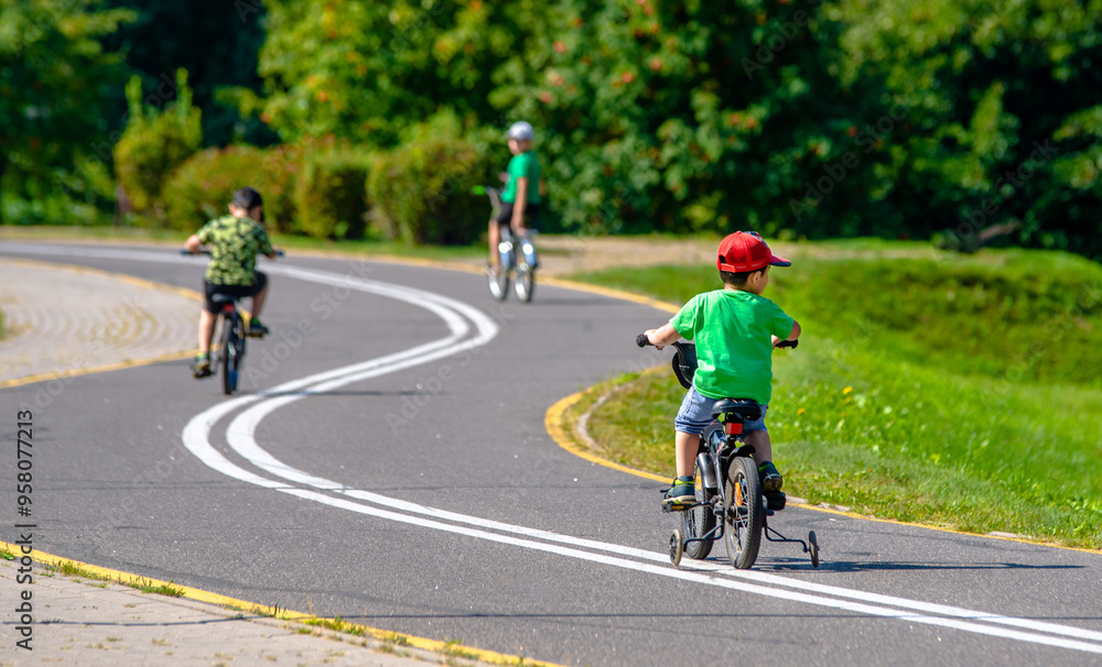 Cyclists ride on the bike path in the city Park
Cyclists ride on the bike path in the city Park