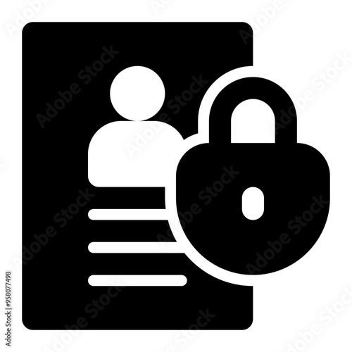 confidentiality, restriction, lock, privacy, cyber security solid or glyph icon