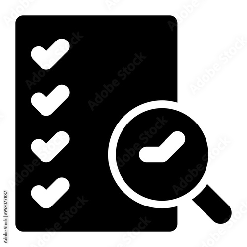 due diligence, testing, investigation, verifying, cyber security solid or glyph icon