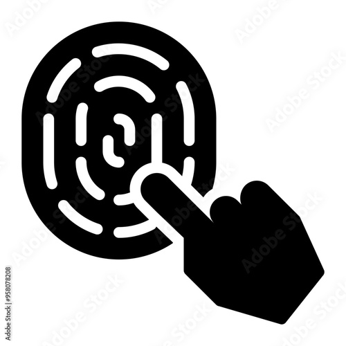 fingerprint, biometrics, physiological, unique, cyber security solid or glyph icon