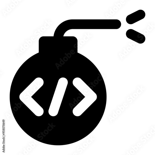 logic bomb, attack, code, malicious, cyber security solid or glyph icon