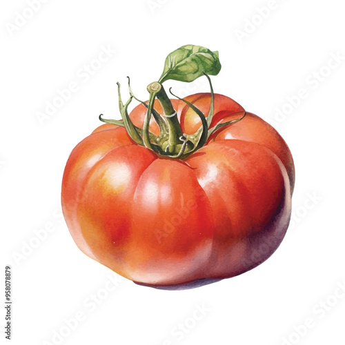 watercolor of tomato isolated white background