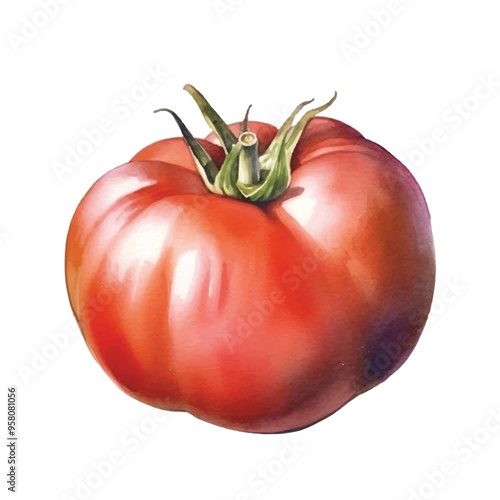 watercolor of tomato isolated white background