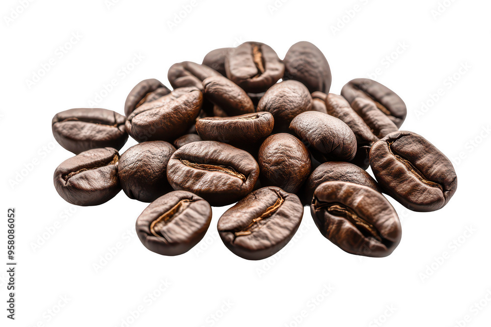 Coffee beans close-up on transparent background Coffee beans close-up on transparent background