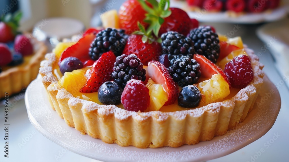 Fruit Tart. A Delicious Berry Pastry Dessert with Fresh Fruit Topping Fruit Tart. A Delicious Berry Pastry Dessert with Fresh Fruit Topping