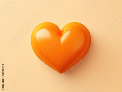 Orange heart isolated on background, flat lay, vecor illustration photo