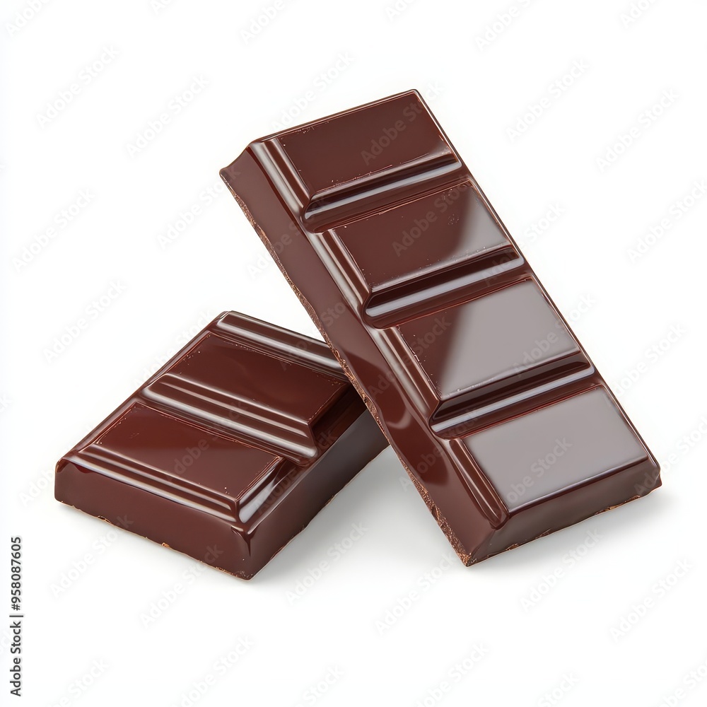 Chocolate bar mockup, 3D rendering, with vibrant packaging design, sharp reflections, detailed textures, isolated on white background Chocolate bar mockup, 3D rendering, with vibrant packaging design, sharp reflections, detailed textures, isolated on white background