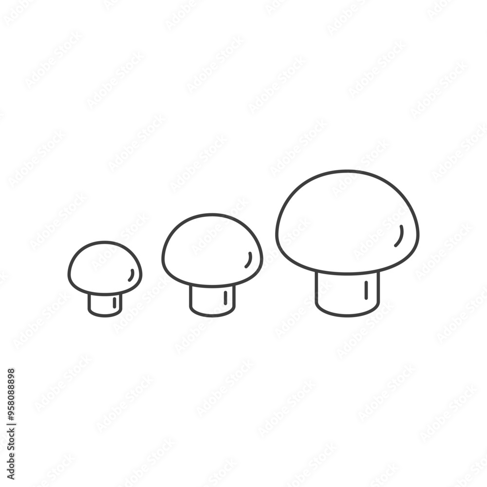 Champignon outline icon 3 pt, mushrooms linear. Isolated on white background. Champignon outline icon 3 pt, mushrooms linear. Isolated on white background.
