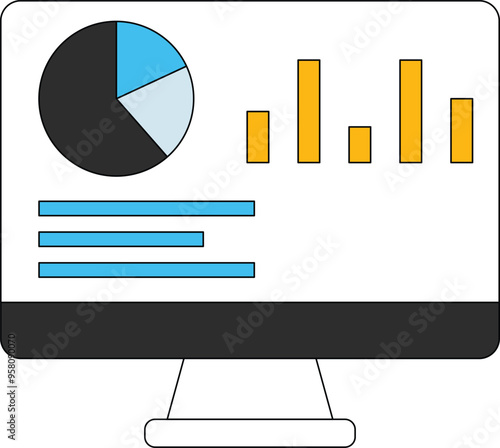 The graph chart is appearing on the monitor screen.