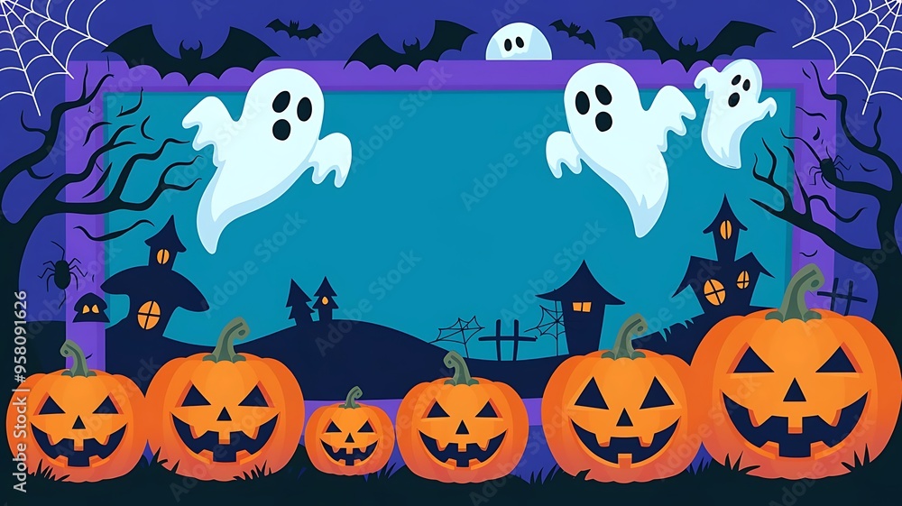 Halloween Photo Frame Template with spooky playful design Halloween Photo Frame Template with spooky playful design