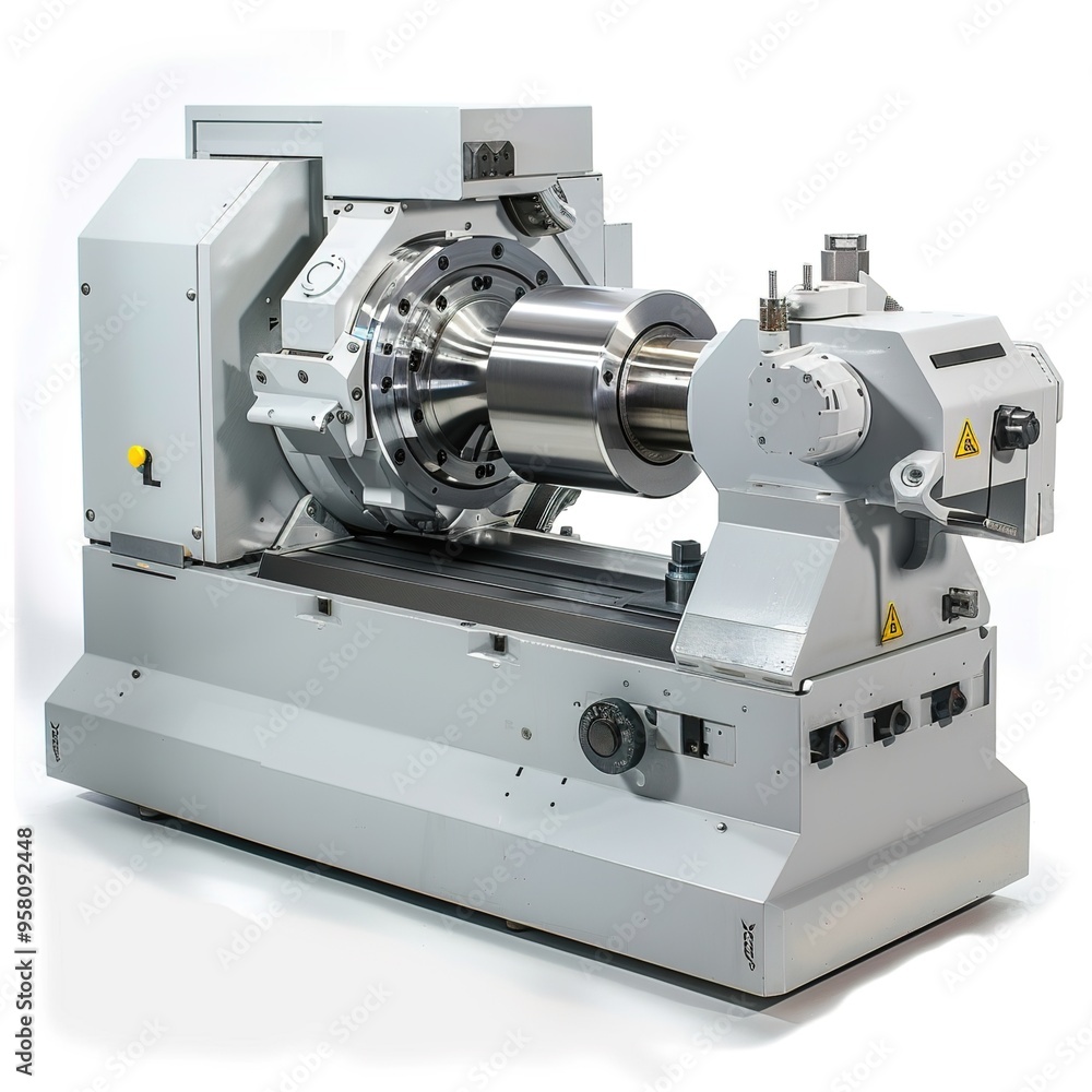 HD Heavy-Duty Lathe for Metalworking isolated on white background HD Heavy-Duty Lathe for Metalworking isolated on white background