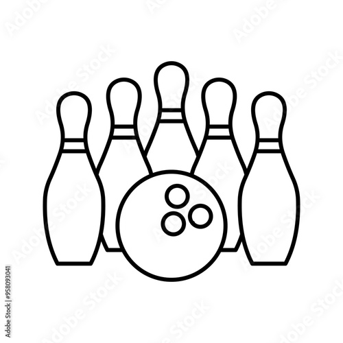 bowling vector. pin bowling icon color editable