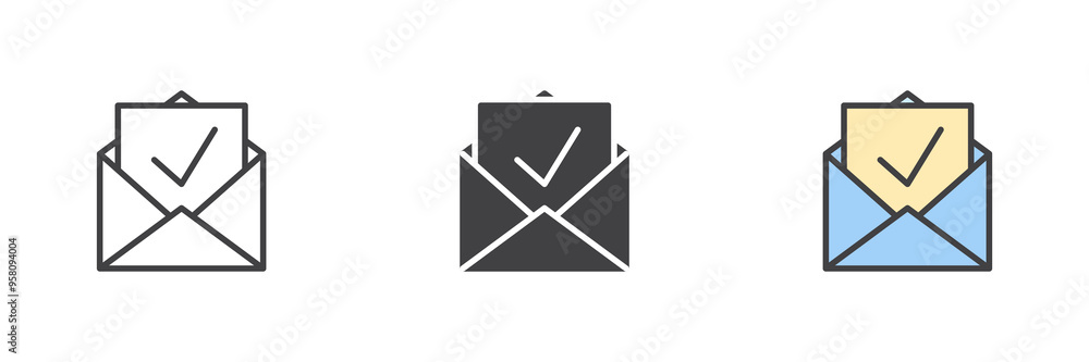 Receive mail different style icon set Receive mail different style icon set