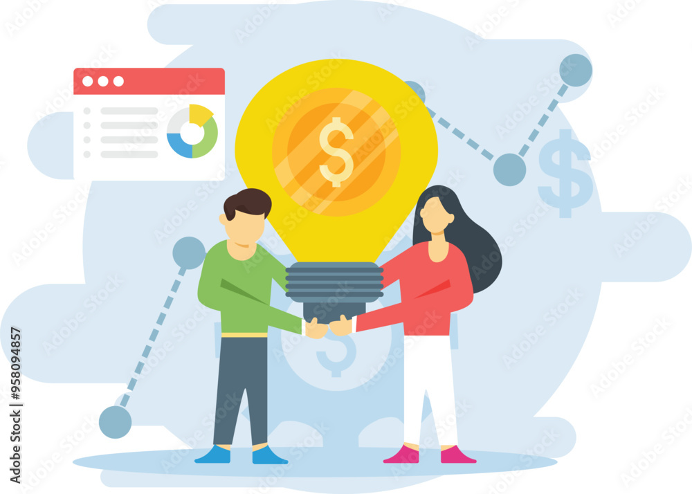 The boy and girl is standing with dollar idea. The boy and girl is standing with dollar idea.