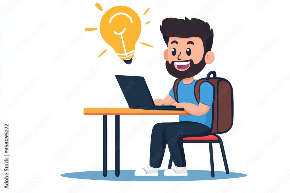 A focused undergraduate student envisions a bright future, facing challenges with determination through vibrant animations. A focused undergraduate student envisions a bright future, facing challenges with determination through vibrant animations.