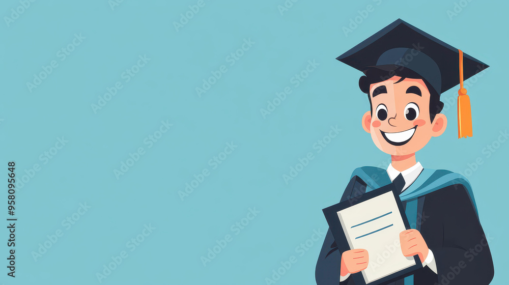 A proud moment captured in a minimalist design, showcasing a graduate in cap and gown with diploma in hand. A proud moment captured in a minimalist design, showcasing a graduate in cap and gown with diploma in hand.