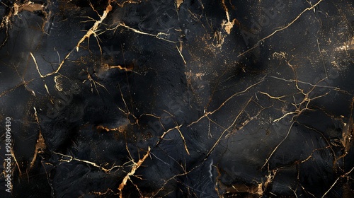 Black Marble with Golden Veins and Specks