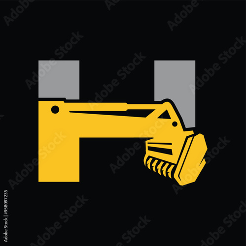 Letter H mulching logo vector , Land Clearing Mulcher vector art