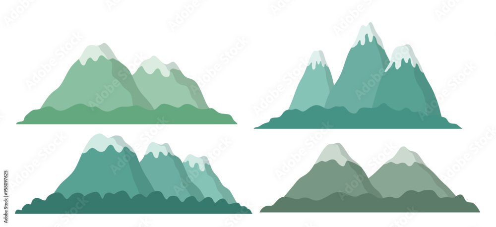 Set of cute mountain vector. cute cartoon style. Set of cute mountain vector. cute cartoon style.