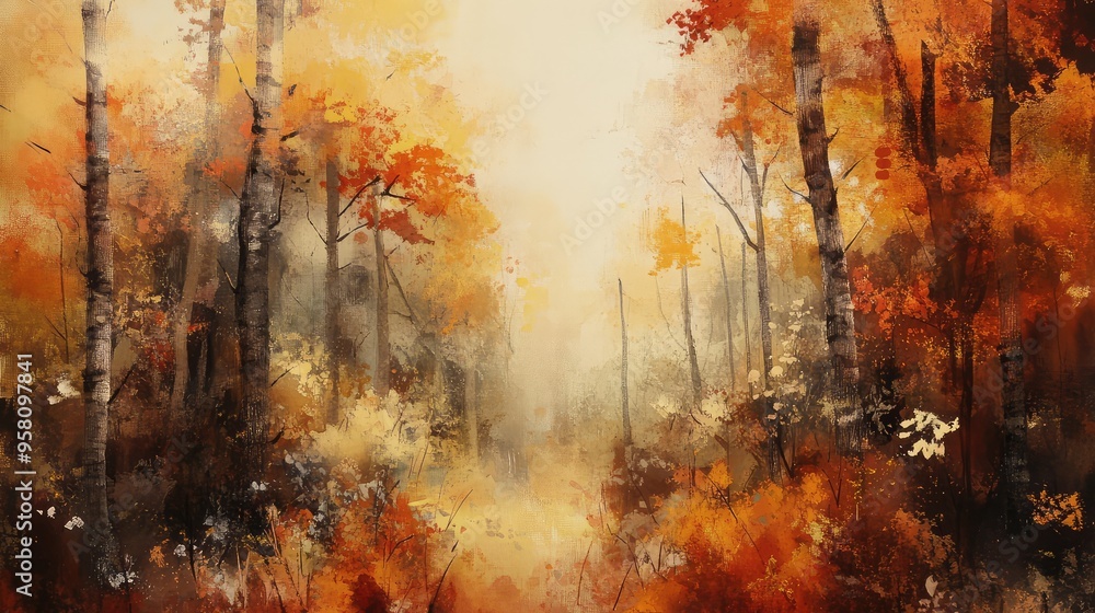 Gentle abstract forms in warm earthy tones, representing the beauty and richness of a sunlit autumn forest Gentle abstract forms in warm earthy tones, representing the beauty and richness of a sunlit autumn forest