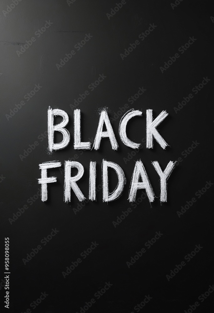 Black Friday text, white chalk letters on blackboard Black Friday text, white chalk letters on blackboard
