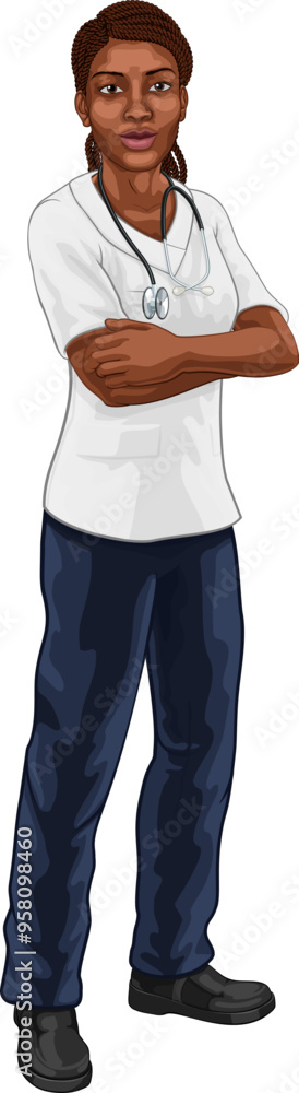 Φωτογραφία A black woman doctor or nurse medical healthcare health professional in scrubs i