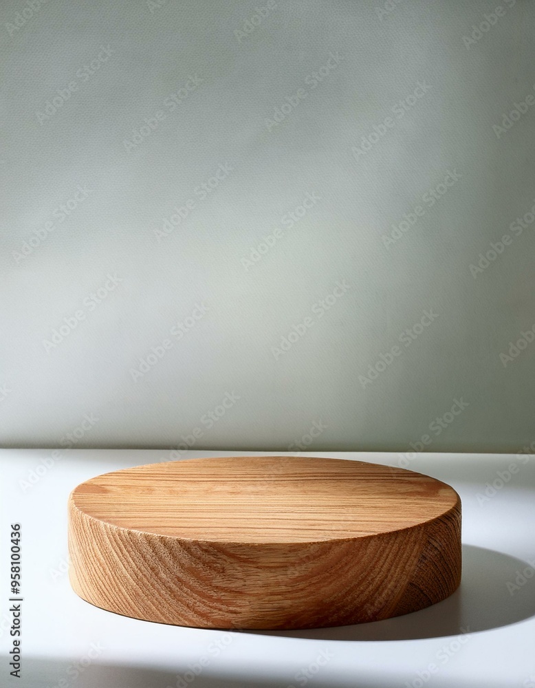 Natural round wooden stand for presentation and exhibitions on white background with shadow. Copy space.
Natural round wooden stand for presentation and exhibitions on white background with shadow. Copy space.