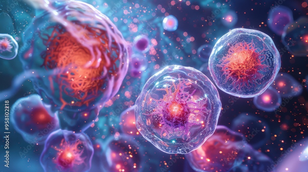 3D Cell Illustration, Medical Science, Abstract Biology 3D Cell Illustration, Medical Science, Abstract Biology