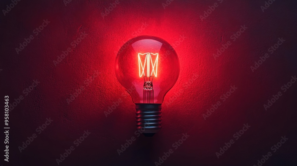 Red Light Bulb on a Wall Red Light Bulb on a Wall