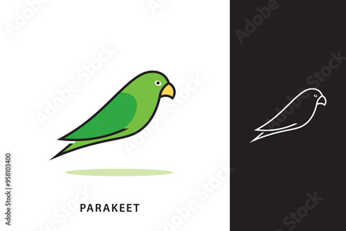 Parakeet bird logo design, abstract parakeet vector icon. © Kholil