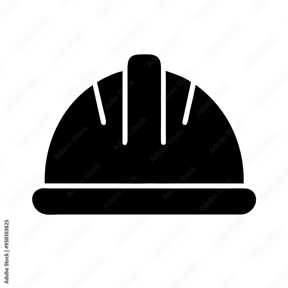 Black Silhouette of a Safety Hard Hat for Construction Workers Black Silhouette of a Safety Hard Hat for Construction Workers