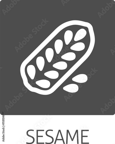 A sesame seed and capsule pod food allergen icon concept. Possibly an icon for the allergen or allergy.