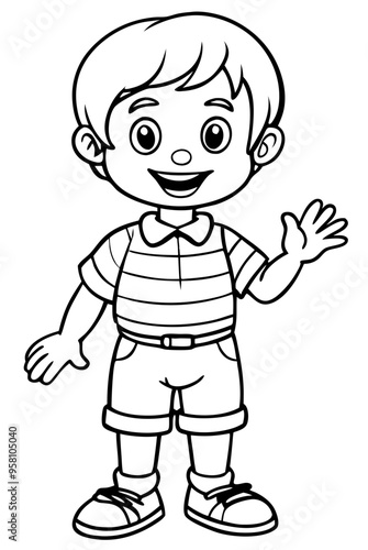 A child stands waving his hand7