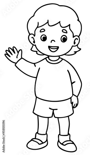 A child stands waving his hand2