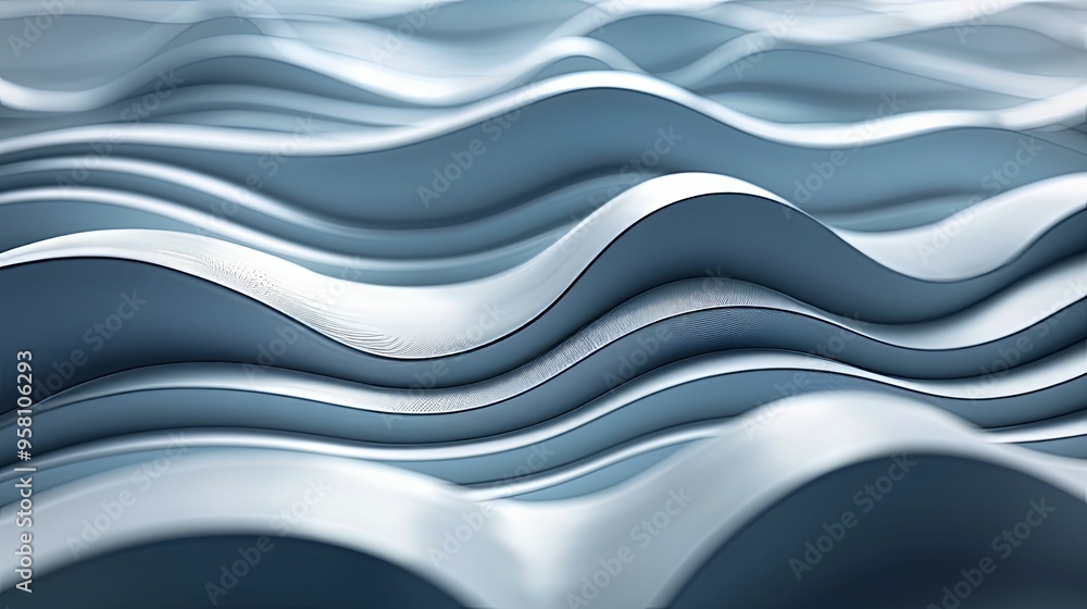 Abstract Wavy Pattern in Blue and White Tones Abstract Wavy Pattern in Blue and White Tones