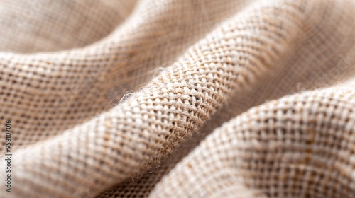 A high-resolution close-up of a textured linen fabric, showcasing the intricate weave patterns and offering a natural, earthy backdrop with copy space.