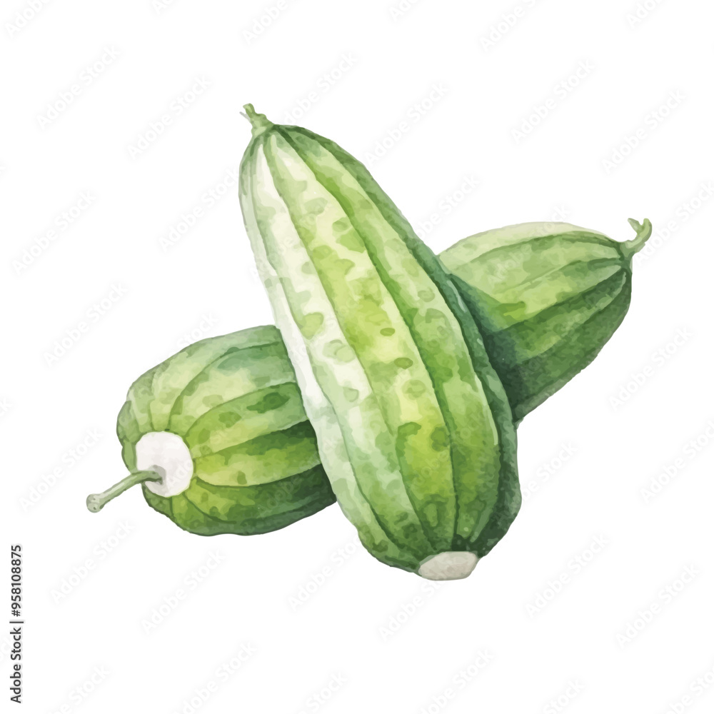 Naklejka premium watercolor of Cucumber isolated white background