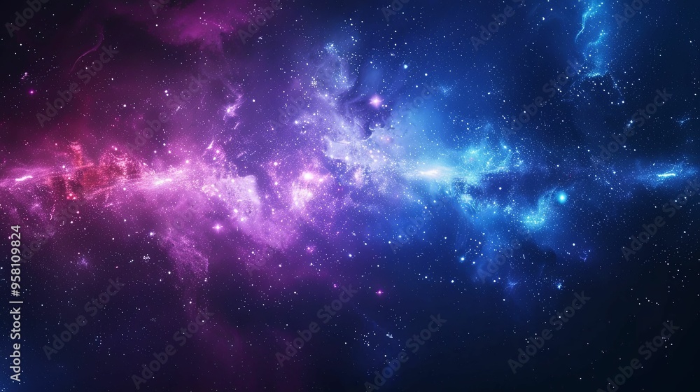Fototapeta premium Cosmic Landscape with Purple and Blue Nebulae