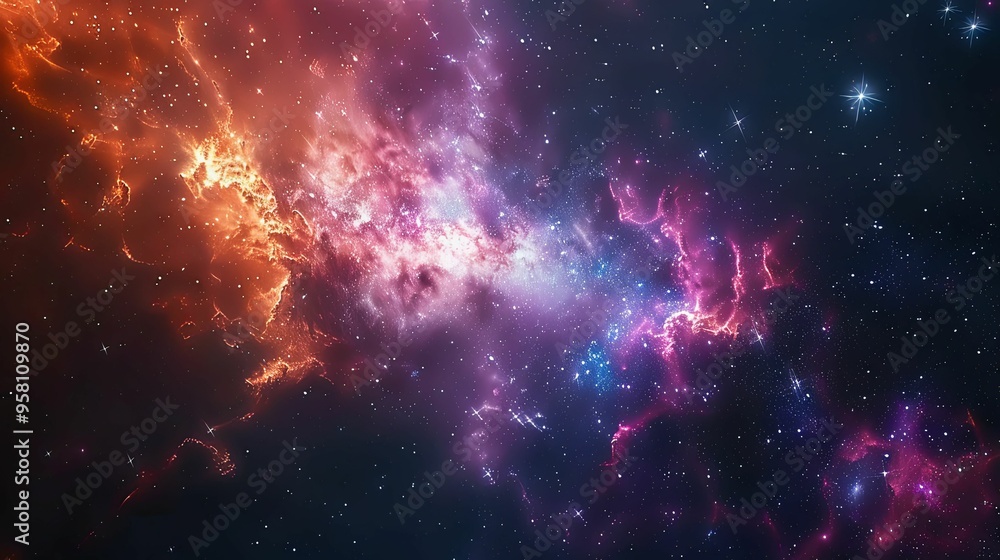 Fototapeta premium A Colorful Nebula with Stars in the Cosmos